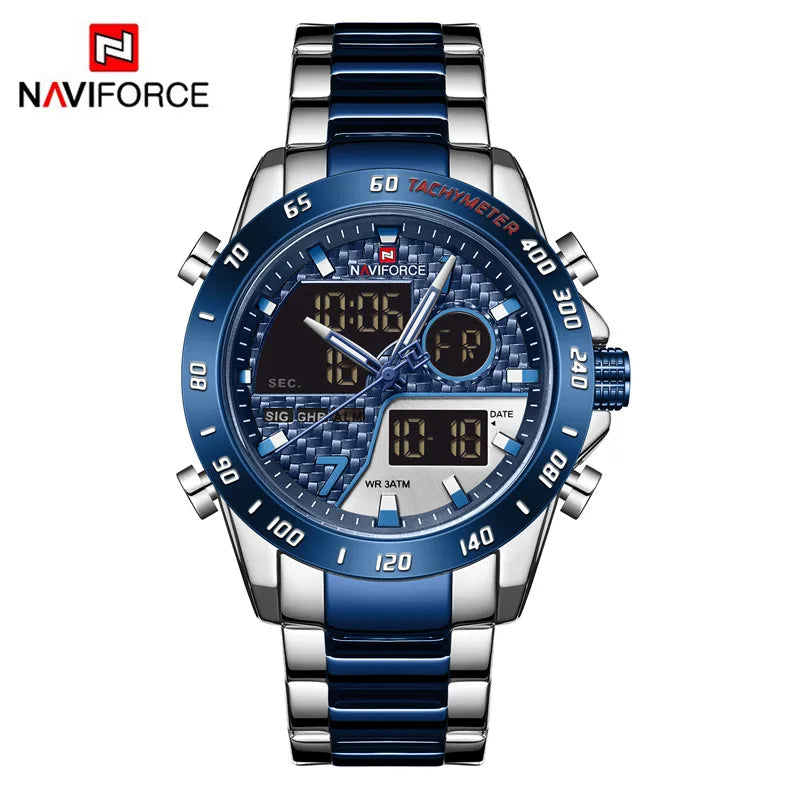 NAVIFORCE Luxury Brand Men's Wrist Watch Military Digital Sport Watches For Men Steel Strap Quartz Clock Male Relogio Masculino