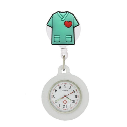 Retractable Hospital Medical Icon Love Heart Badge Reel Cartoon, Nurse Doctor Pocket Watch, Hang Clips Quartz Watches Clock