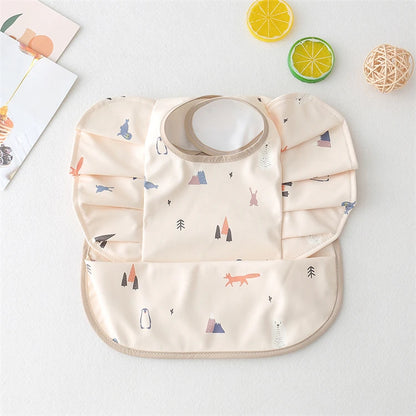 Baby Bibs INS Nordic Style Angel Feed Pocket Burp Girl Boy Infant Meals Bib Waterproof Easy Clean Cute Elephant Bibs Soft PU