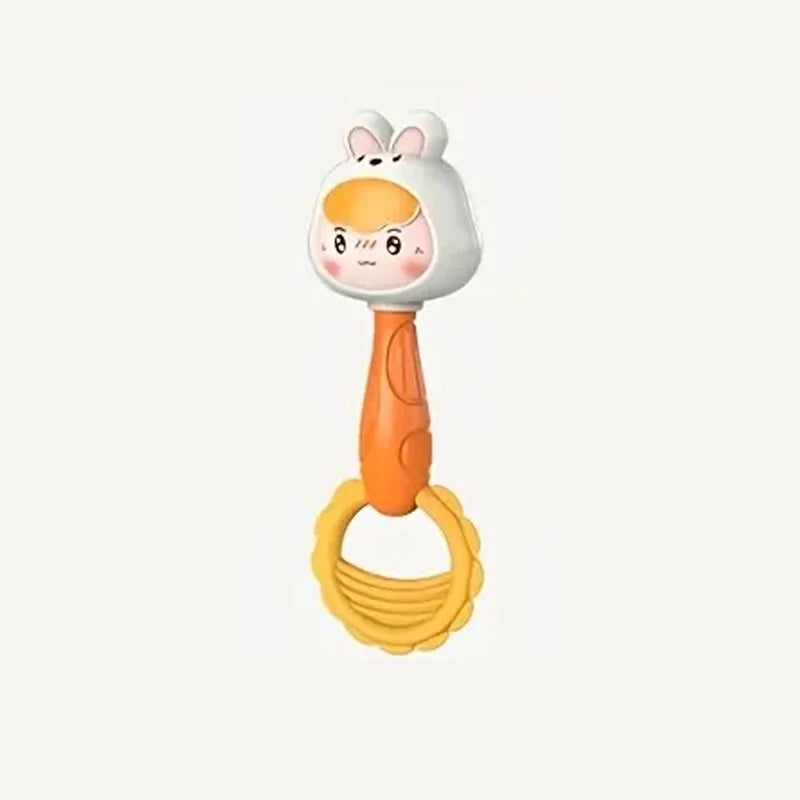 Cartoon Rattle, Newborn Sensory Grasp Toy, Chew-Safe Early Ed Handbell for Xmas & Bday Bite and Chew Toy Festival Gifts