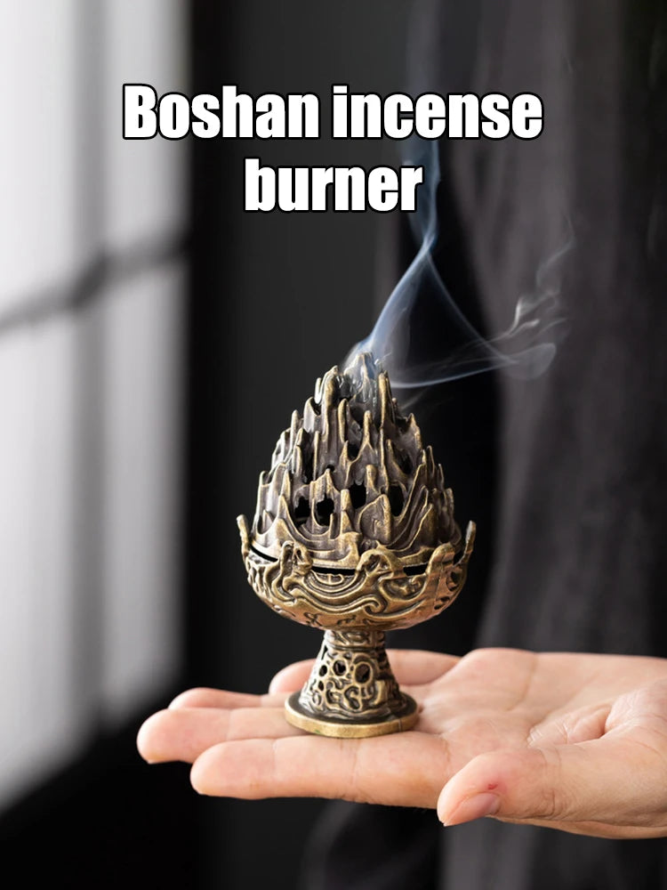 Boshan Incense Burner, Tabletop Ornament, Home Office Decor Collectible, Creative Portable Small Home Burner