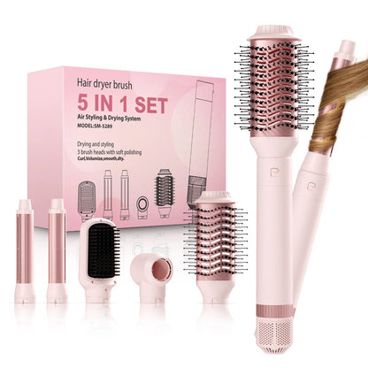 5-in-1 detachable hair dryer brush styling system, fast drying, curling, smoothing, and styling, automatic curling iron