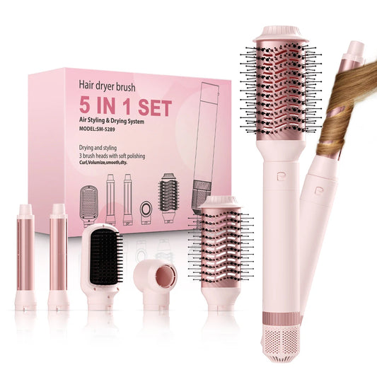 5-in-1 detachable hair dryer brush styling system, fast drying, curling, smoothing, and styling, automatic curling iron