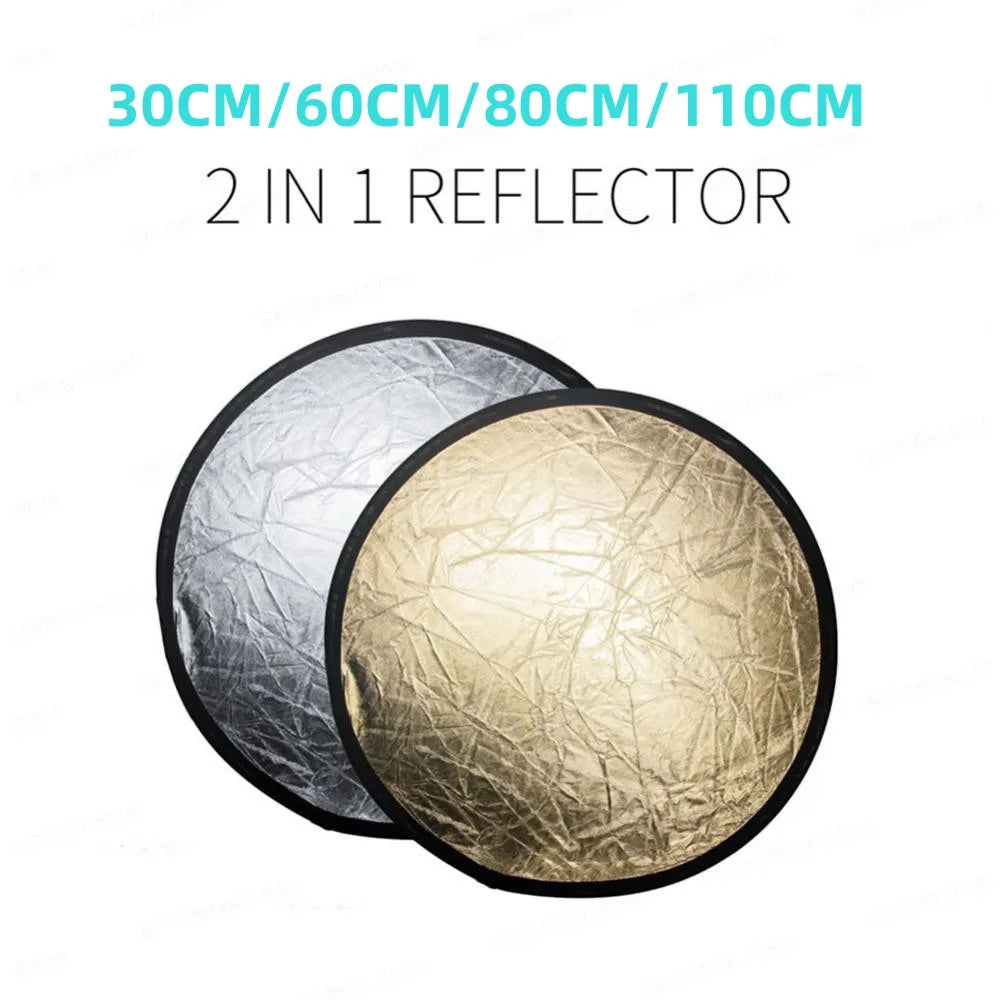 RF01 24" Reflector 5-in-1 30CM 60CM 80CM 110CM Silver White Gold Portable Collapsible Soft Light Round Photography for Studio 2-in-1