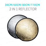 RF01 24" Reflector 5-in-1 30CM 60CM 80CM 110CM Silver White Gold Portable Collapsible Soft Light Round Photography for Studio 2-in-1