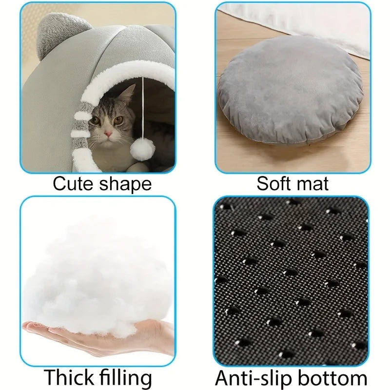 Deep Sleeping Cat Bed Cave Nest With Soft Mat Bed For Cats Pet Products Bag Sofa Pet House Dog Basket Tent Bearded Cama Para