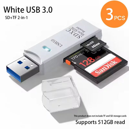 2-in-1 Multi-Functional USB 3.0 Card Reader Micro SD TF Memory Card Reader USB Flash Drive Card Reader Adapter for PC Laptops Accessories