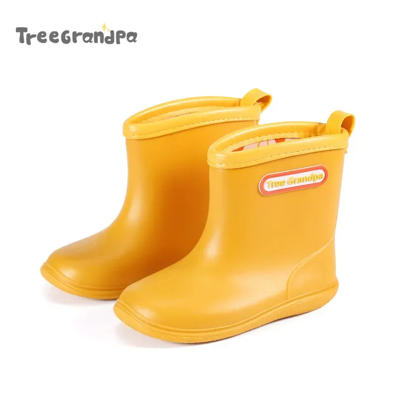 Kids Rain Boots Girls Boys Rainboots Anti-Slip Children Baby Rain Shoes PVC Waterproof Mid-Calf Water Shoes Soft Rubber