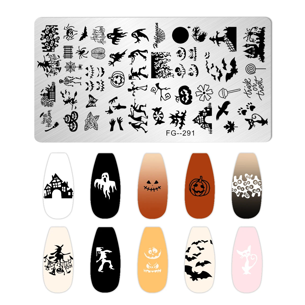 RJ Halloween Nail Stamping Plates, Beautiful zombie Festival Pattern Nail Art Image Plates, Stainless Steel Nail Art Plate Stencil