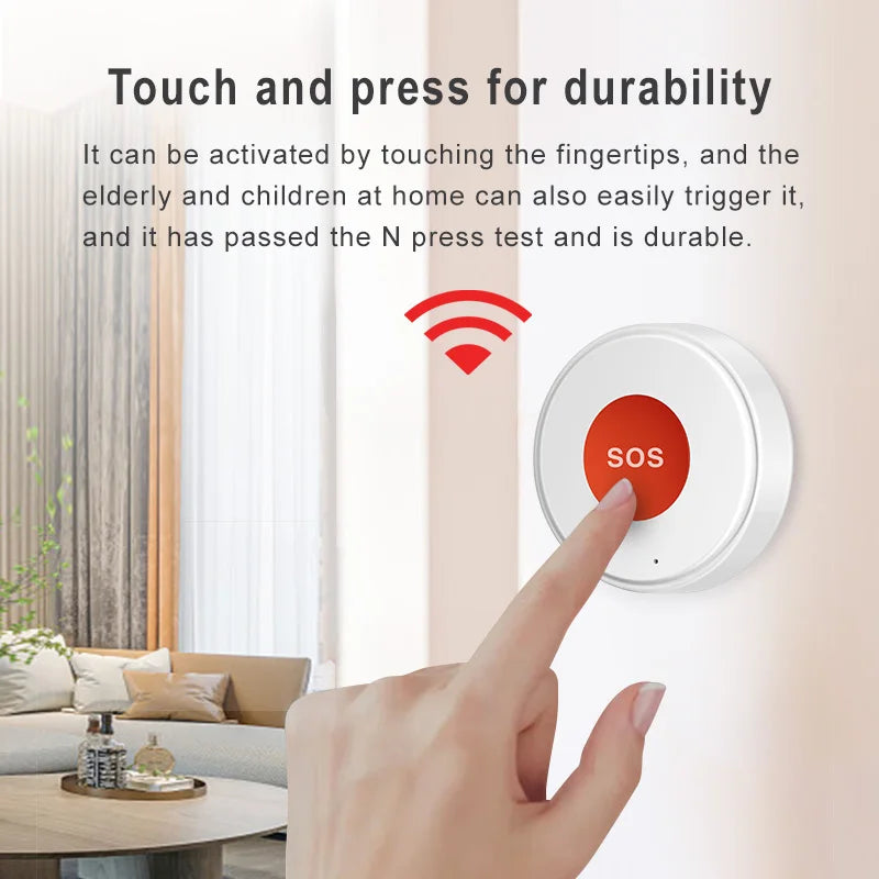 Smart Life APP WiFi SOS Emergency Button Tuya Home Security Elderly Children One-Click Call Help Alarm Remote Notification