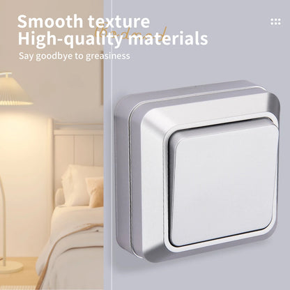 Silvery Wall Surface Button, Light Switch, EU Spray Paint Plastic Outdoor 1 Gang 1 Way, Wall Exterior Rocker On/Off  Switch, WESA