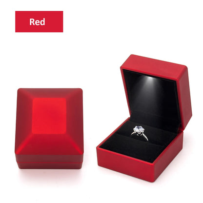 LED Jewelry Ring Box with Light Luxury Crown Earrings Pendant Storage Display Proposal Wedding Gift Box Jewelry Organizer Box