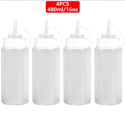 Squeeze Condiment Bottles with On Cap Squeeze Sauce Bottles Olive Oil Bottles Ketchup Mustard Dispensers Kitchen Accessories