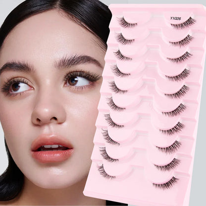 YSDO 5/10 Pairs Half Lashes Cat Eyelashes Soft Natural Clear Band False Lashes Natural Wispy Faux 3d Mink Eyelashes Makeup Tools