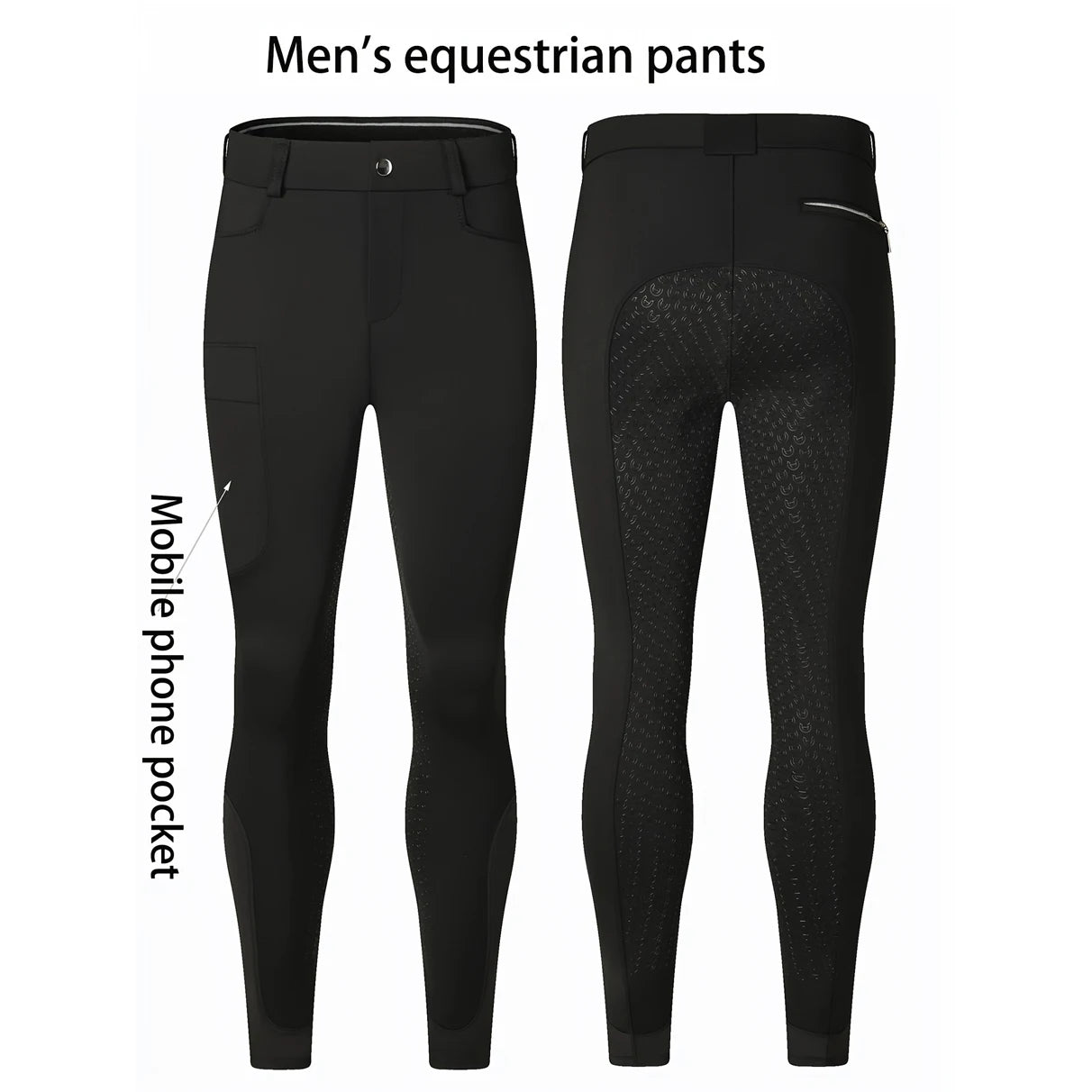 Professional Men's Equestrian Pants Full Silicone Anti-Slip Horse Riding Sports Pants Elastic Quick-Dry Horseback Riding Pants M