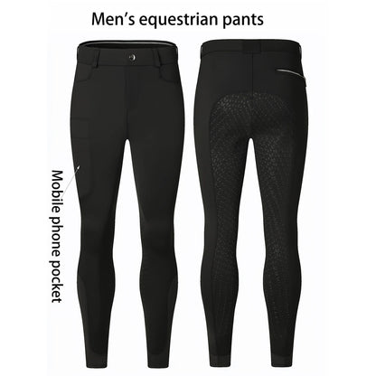 Professional Men's Equestrian Pants Full Silicone Anti-Slip Horse Riding Sports Pants Elastic Quick-Dry Horseback Riding Pants M