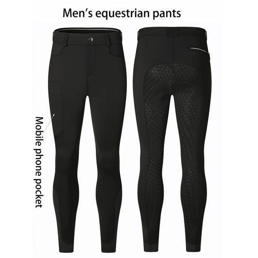 Professional Men's Equestrian Pants Full Silicone Anti-Slip Horse Riding Sports Pants Elastic Quick-Dry Horseback Riding Pants M