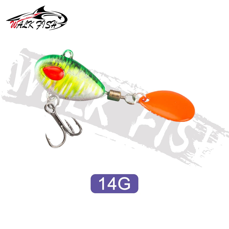 WALK FISH Sinking 3g-21g VIB Lure Spoon Spinner Fishing Bait Wobblers Metal Jig Rotating Sequin Tail Far Casting For Sea Bass