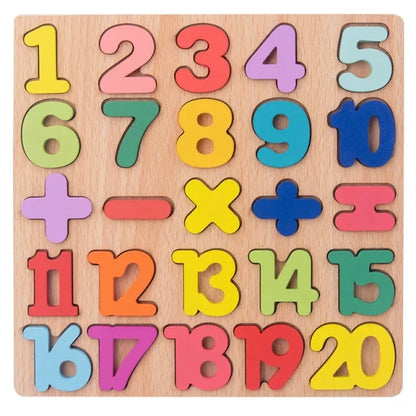 Juguetes Montessori de madera para niños de 1, 2 y 3 años, juegos de combinación de formas de números y alfabetos, juguetes educativos tempranos para niños.