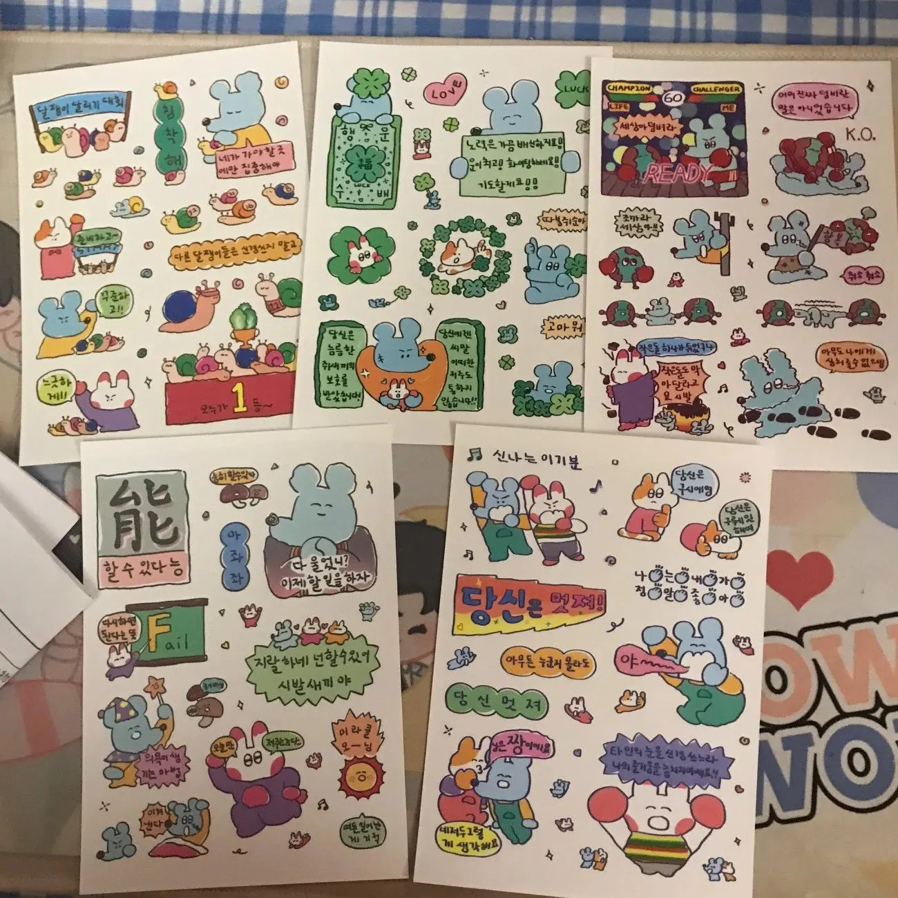 1/5 Pcs Graffiti Little Mouse 1 I Can Do It Cartoon Handbag Sticker Korean Ins Guben Material Wholesale Cheap