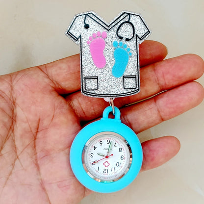Hospital Health Care Shiny Heart Medical Icons Cartoon Lovely Nurse Doctor Clip Pocket Watches Hang Clock Gift Watch