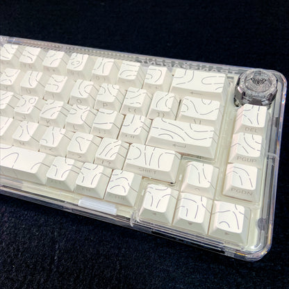 Contour Lines Translucent Keycaps Side Engraving Cherry Profile Black White Key Cap 60 70 80 90 100 Layout Mechanical Keyboard