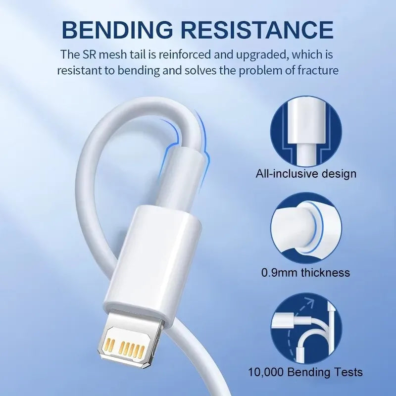 Cable USB de carga rápida PD de 35 W para iPhone XS XR 11 12 13 14 Pro Max 6 7 8 Plus SE, cable de datos con cargador rápido USB-C de 1 m, 1,5 m y 2 m