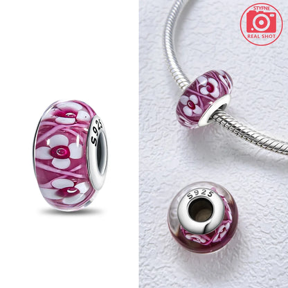 Original 925 Silver Charms Flower Blue Star Green Turtle Glass Beads Fit Bracelet Women DIY Gift Murano Jewelry Accessories
