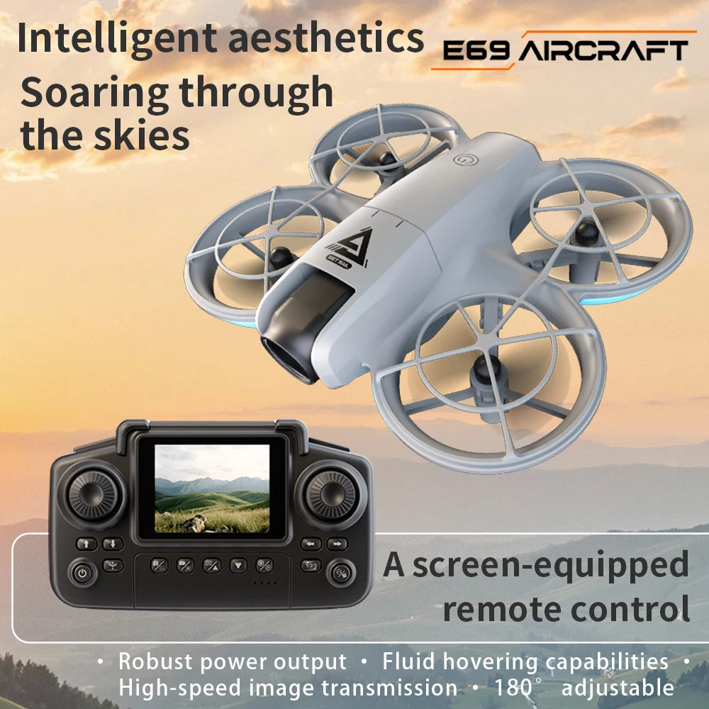 Lenovo E69 Drone HD Dual 8K Camera Optical Flow Aircraft Screen Control Aerial Brushless Photography Remote Control Aircraft