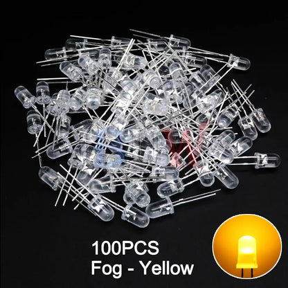 100PCS/LOT, 5mm LED Diode, F5 Assorted Kit, White Green Red Blue Yellow Orange Pink Purple Warm White DIY Light Emitting Diodes, IBUW