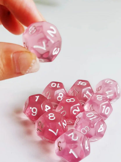 D12 12 Faces DND Dice Transparent Acrylic 12 Side Dice Set Polyhedral TRPG, Mtg, Rpg, Dice for DND or COC Game, 10PCs per Set