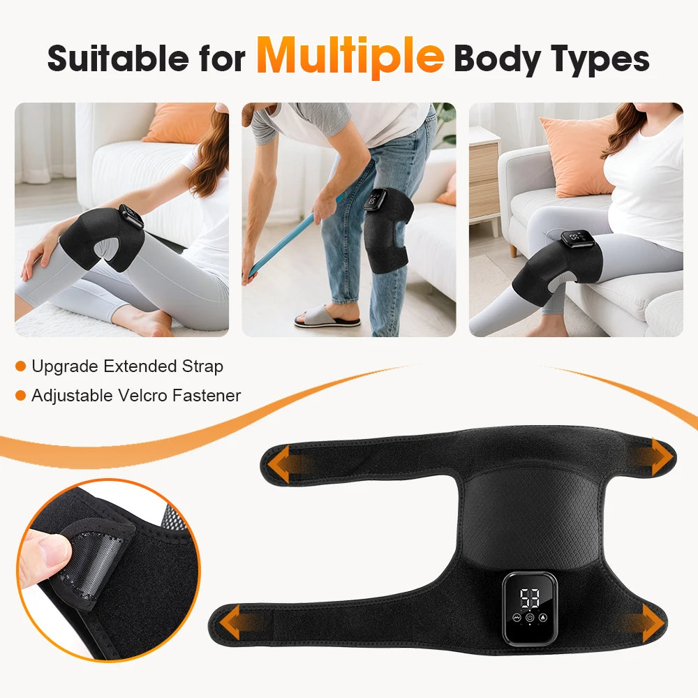 3-in-1 Heated Vibration Massager for Knee, Shoulder, and Elbow - 3 Heat Levels, 3 Vibration Modes, Non-Slip Wrap Design