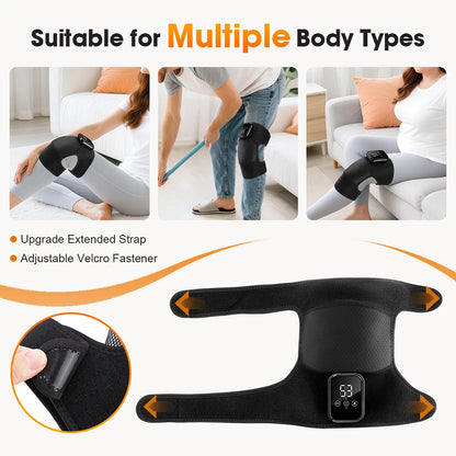 3-in-1 Heated Vibration Massager for Knee, Shoulder, and Elbow - 3 Heat Levels, 3 Vibration Modes, Non-Slip Wrap Design