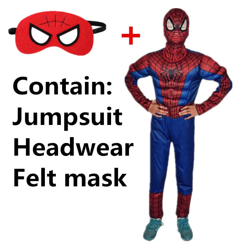Boys Girls Superhero Costume Movie Characters Cosplay Jumpsuit with Halloween Mask Party Cosplay Outfit for Holiday Dress Up