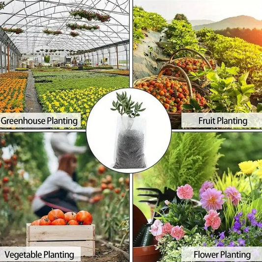 100pcs Biodegradable Seed Nursery Bags, Non-Woven Plant Grow Bags, Fabric Seedling Pots Plants Pouch, Home Garden Supply
