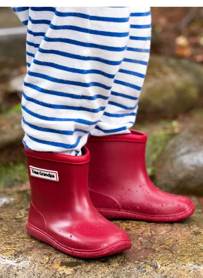 Kids Rain Boots Girls Boys Rainboots Anti-Slip Children Baby Rain Shoes PVC Waterproof Mid-Calf Water Shoes Soft Rubber