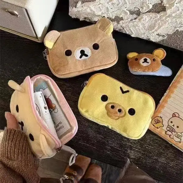 Kawaii Rilakkuma Coin Purse Wallet, Creative Peripheral Korilakkuma CCD Storage Card Bag, Couple Birthday Small Storage Bag Gifts
