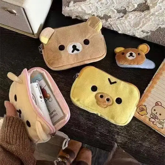 Kawaii Rilakkuma Coin Purse Wallet, Creative Peripheral Korilakkuma CCD Storage Card Bag, Couple Birthday Small Storage Bag Gifts