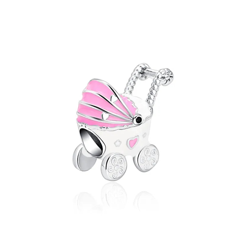Hot Selling 925 Silver Pink Cake, Dog Paw, Luggage, Cup Bead Pendant Suitable for European Original Bracelet DIY Exquisite Jewelry