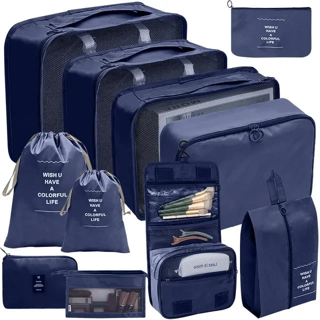 11 PCS/Set Travel Storage Bag Clothes Organizer Bags Luggage Suitcase Organizer Waterproof Wash Bag Clothes Storage Ziplock Bag