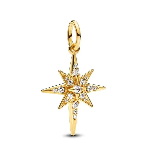 New Fashion 925 Sterling Silver Romantic Starry Sky Moon Sun Stars Pendant Fit Original Charms Bracelet Women Jewelry Gift