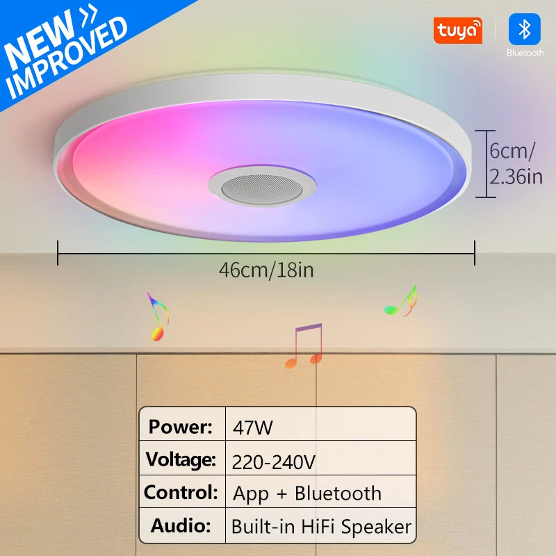LED Smart Ceiling Lamps RGB APP Remote Control Dimming Modern Home Lighting Music Light with Speaker For Living Room Bedroom