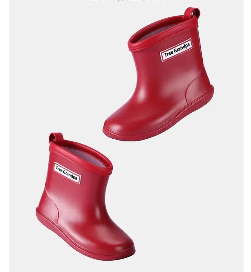 Kids Rain Boots Girls Boys Rainboots Anti-Slip Children Baby Rain Shoes PVC Waterproof Mid-Calf Water Shoes Soft Rubber