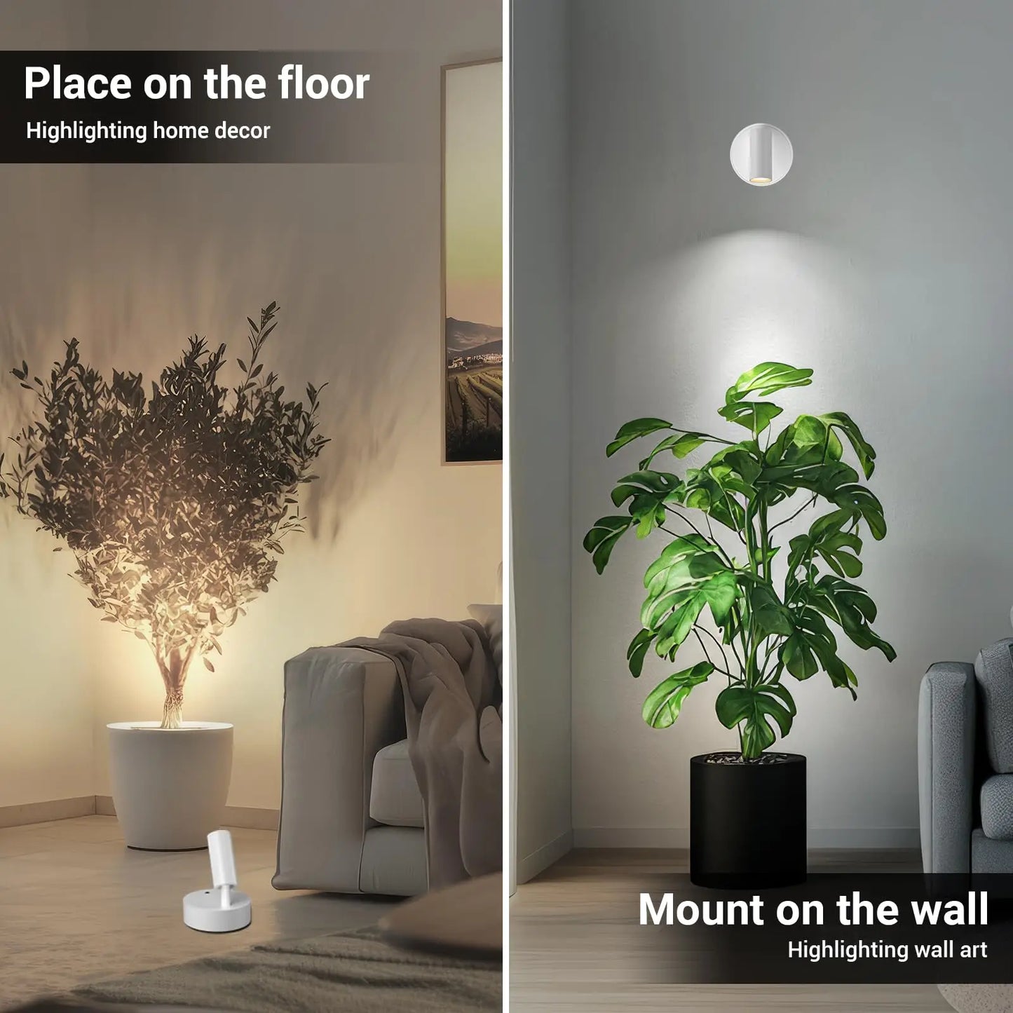 Battery Operated Spotlights, Indoor LED Wireless Spotlight, Indoor 13 Color Uplights with Rotatable Light Head, Stick-on Wall Hallway