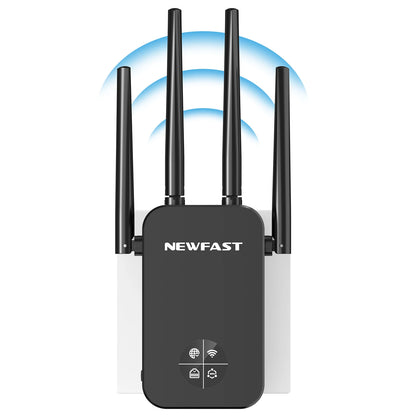 Newfast 1200Mbps WiFi Repeater Long Range OLED 5Ghz WiFi Signal Extenders Amplifier Signal Booster Antenna Repeater UK Plug
