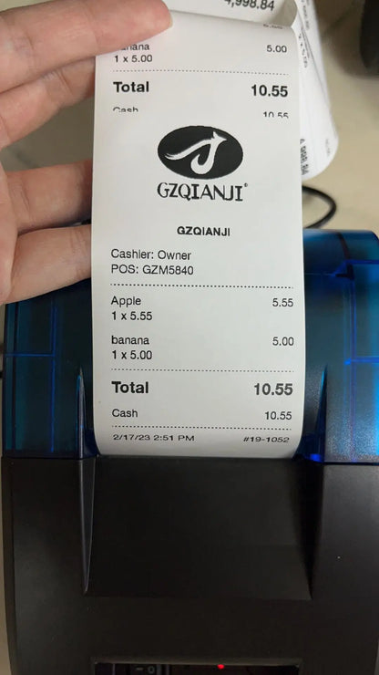 58MM Desktop POS Cashier Printer USB Bluetooth Thermal Receipt Printer Restaurant Sales Kitchen Bill Printing for Mobile Windows