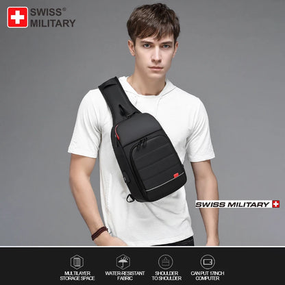 SWISS MILITARY Chest Bag Men's One Shoulder Crossbody Bag Large Capacity Outdoor Sports And Leisure Fashion Small Shoulder Bag