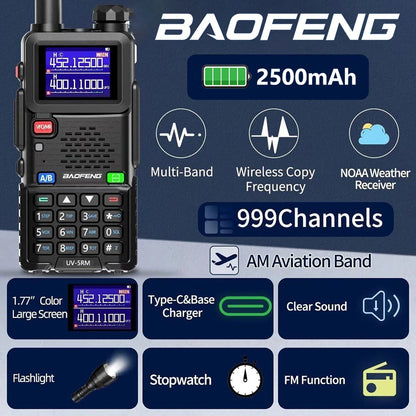 Baofeng UV-5RM Walkie Talkie Long Range Wireless Copy Frequency Two Way Radio Type-C Charger Upgraded UV 5R Full Band Transceiver
