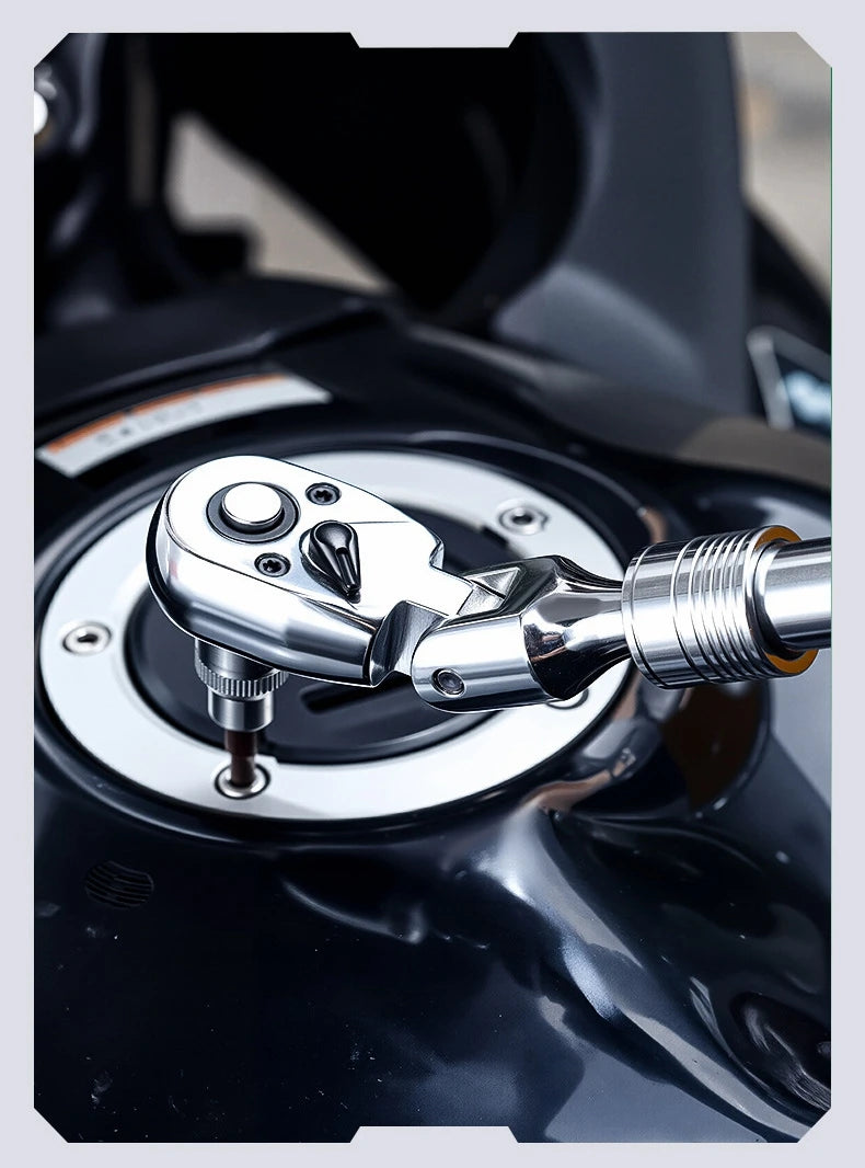 1/4，3/8，1/2 Inch Drive Socket Adjustable Ratchet Wrench Extendable Handle Wrench 72-Tooth Quick-Release Reversible