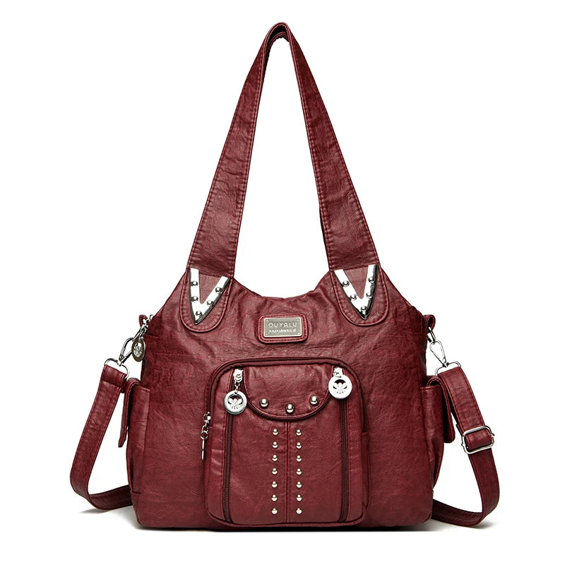 Luxury Designer Handbag Women High capacity Vintage Soft Leather Ladies Casual Large Capacity Shoulder Crossbody Bag Travel Sac